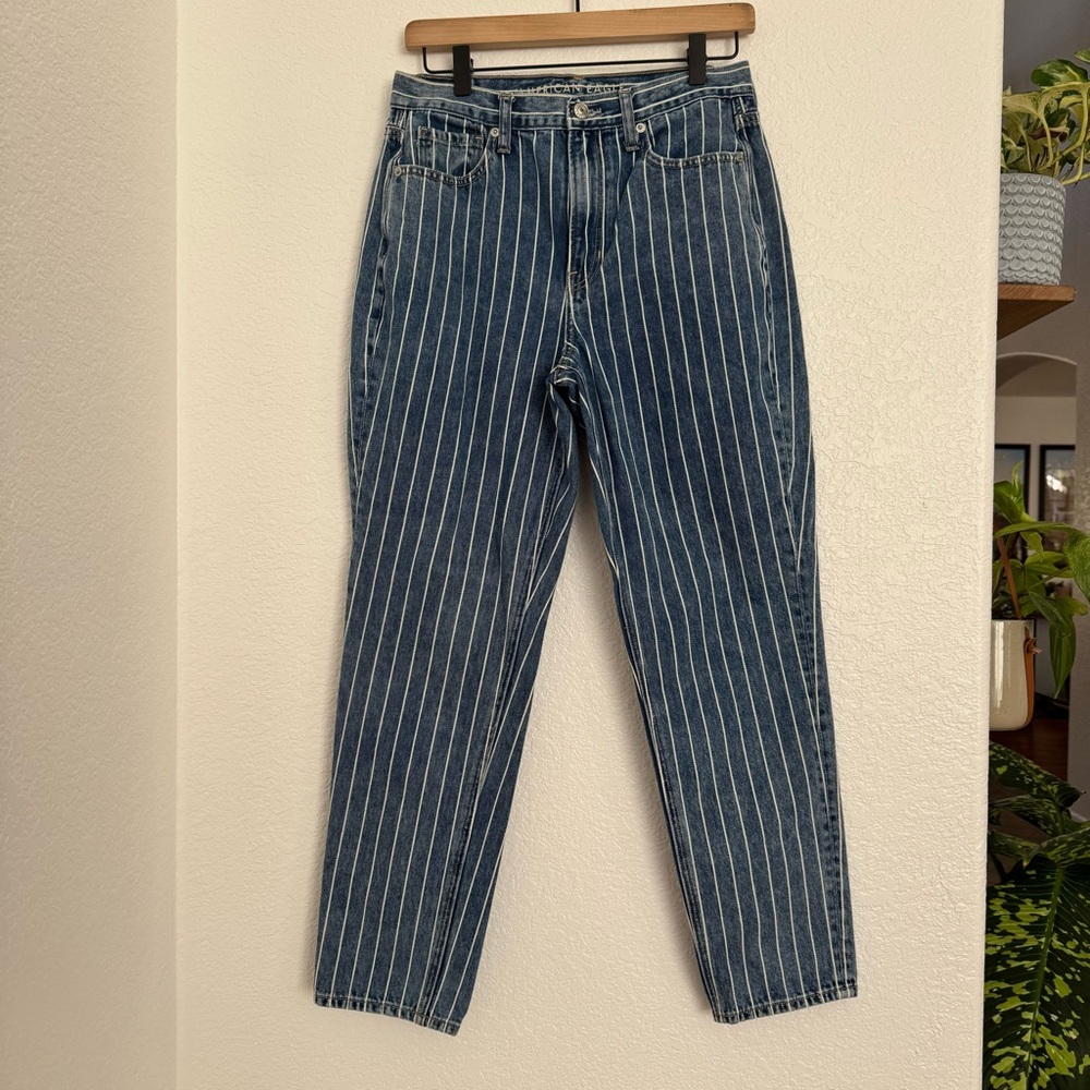 American Eagle AE Highest Waist Striped Mom Jean